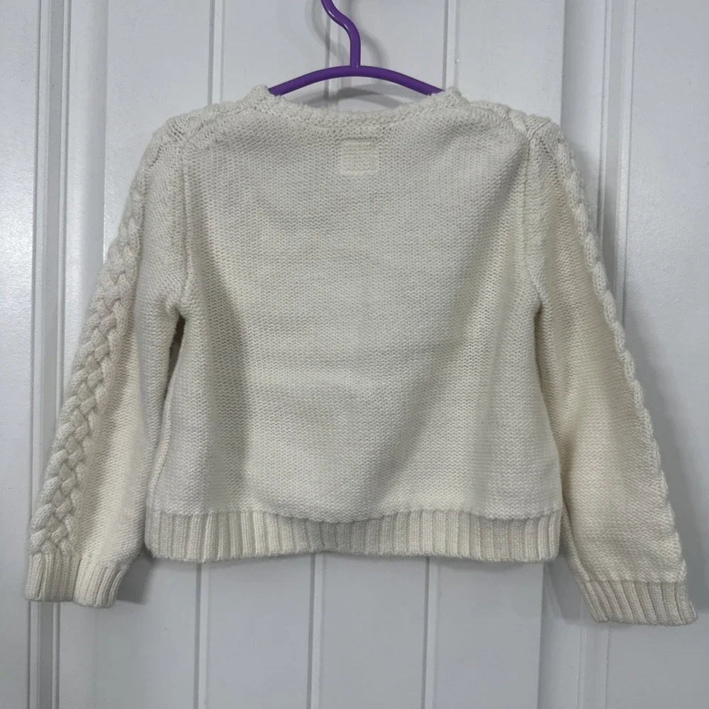 Baby Gap 18-24 Months Cable Knit Floral Embroidery Cardigan Ivory Frost Cotton